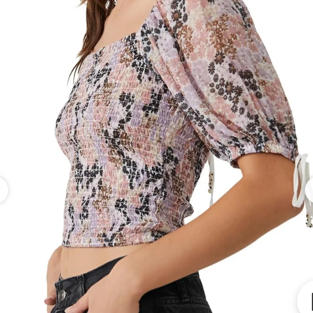 NWT Free People Back on Top Smocked Floral Crop Top $98